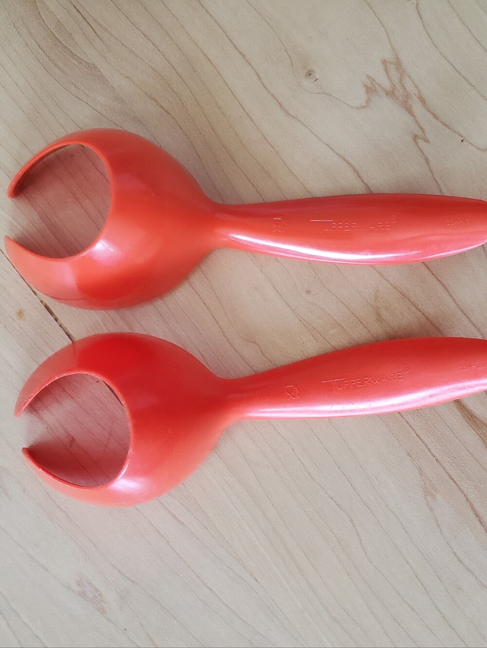 Two , Tupperware Orange Egg Spoon